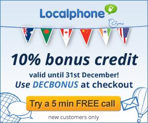 coupon, discount, Localphone, cheap international calls, free credit, free calls